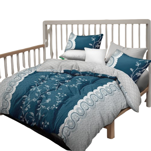 3-Piece Teal Floral Quilt Set with Matching Pillow Shams