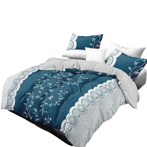 3-Piece Teal Floral Quilt Set with Matching Pillow Shams
