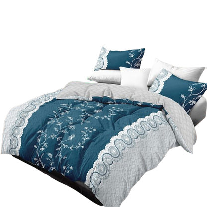 3-Piece Teal Floral Quilt Set with Matching Pillow Shams