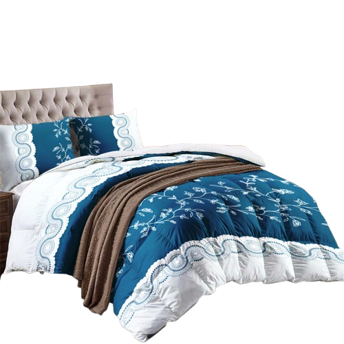 3-Piece Teal Floral Quilt Set with Matching Pillow Shams
