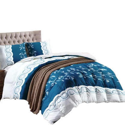 3-Piece Teal Floral Quilt Set with Matching Pillow Shams