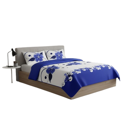 Blue White Floral Duvet Cover Set – 3 Piece Heavyweight Microfiber Bedding