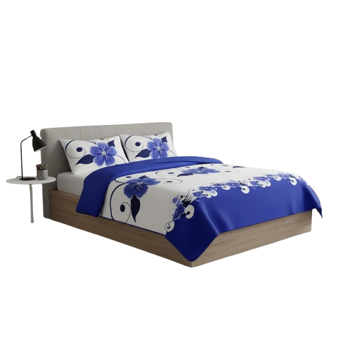 Blue White Floral Duvet Cover Set – 3 Piece Heavyweight Microfiber Bedding