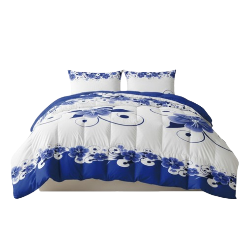 Blue White Floral Duvet Cover Set – 3 Piece Heavyweight Microfiber Bedding