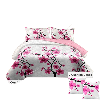 5-Piece Pink Floral Quilt Set with Matching Pillow Shams