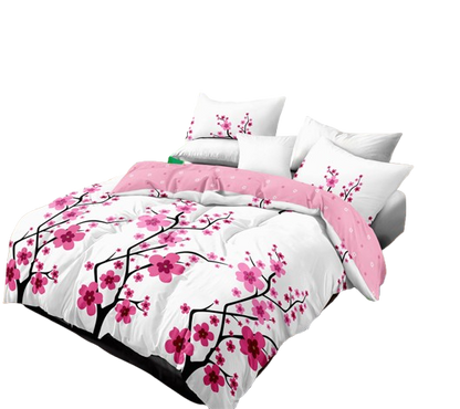 5-Piece Pink Floral Quilt Set with Matching Pillow Shams