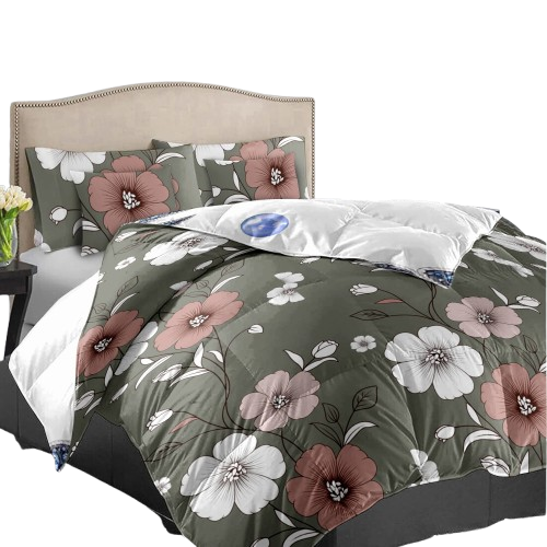 Sage Green Floral Duvet Cover Set – 5 Piece Reversible Microfiber Bedding